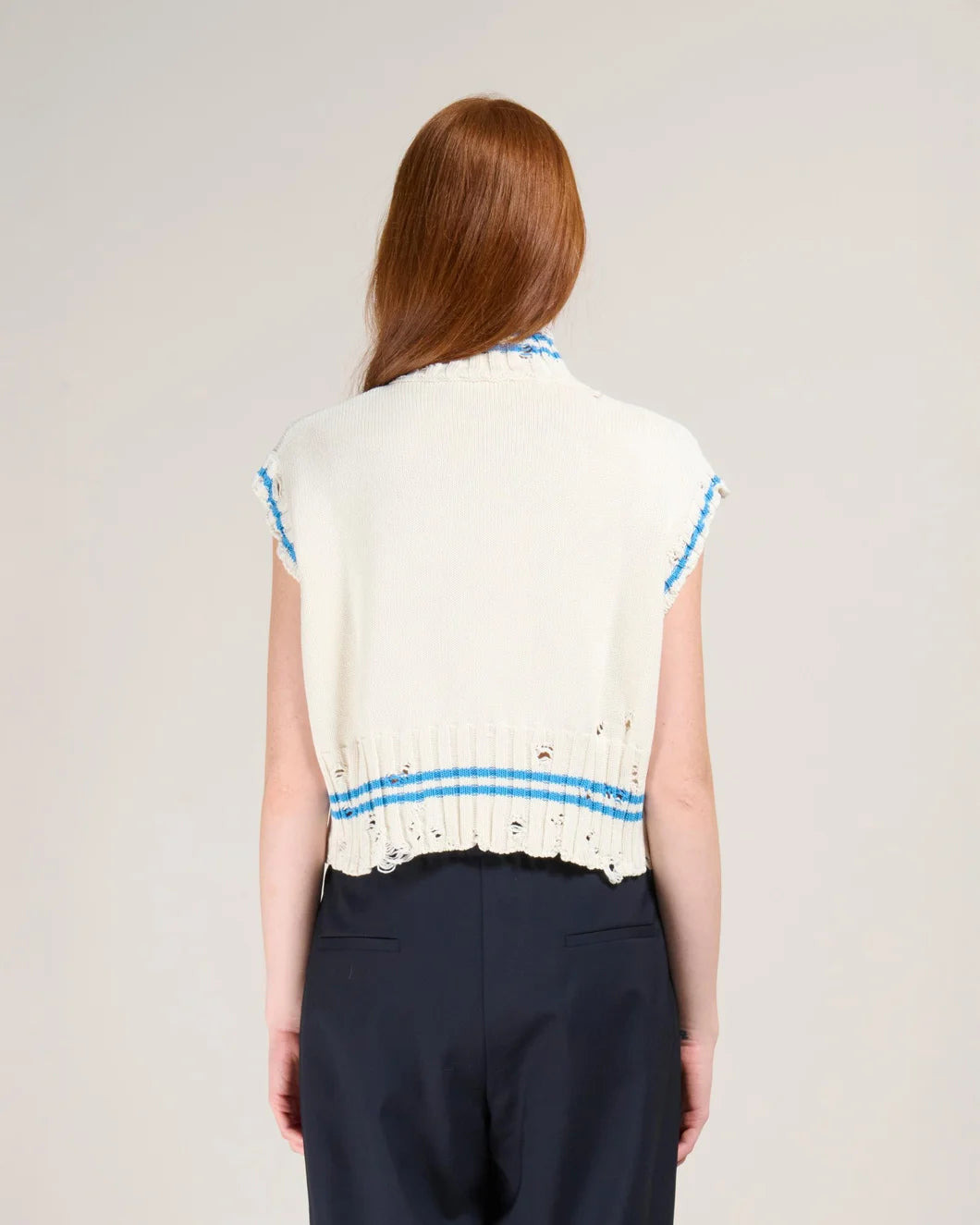 SLEEVELESS DISHEVELED TURTLENECK SWEATER - 4