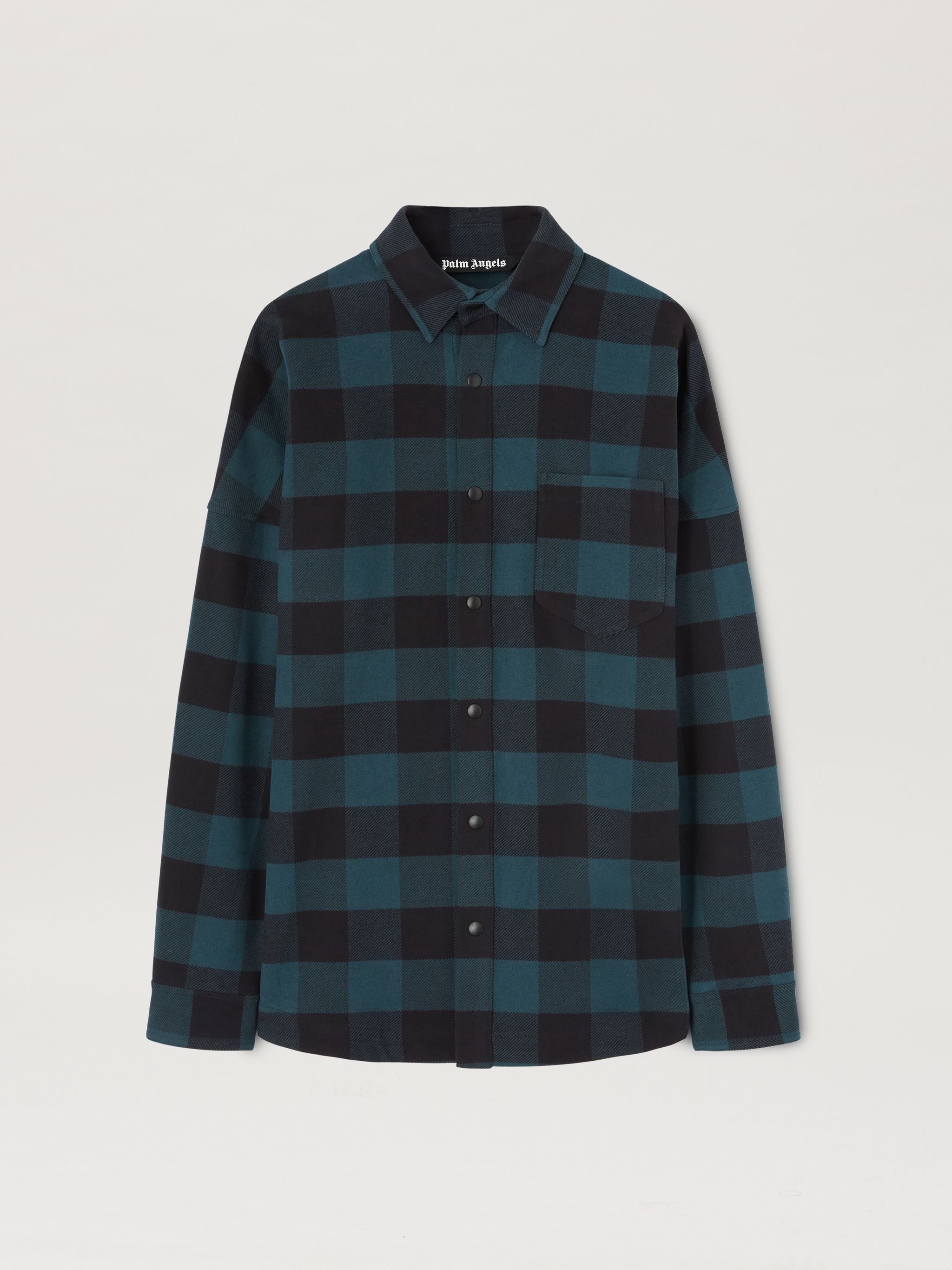 logo-print checked shirt - 1