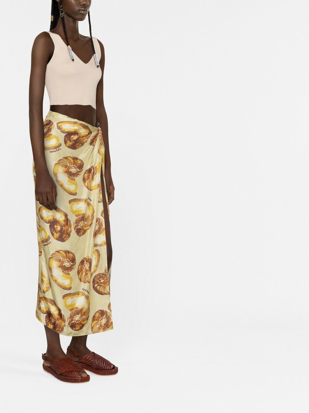 shell-print sarong midi skirt - 3