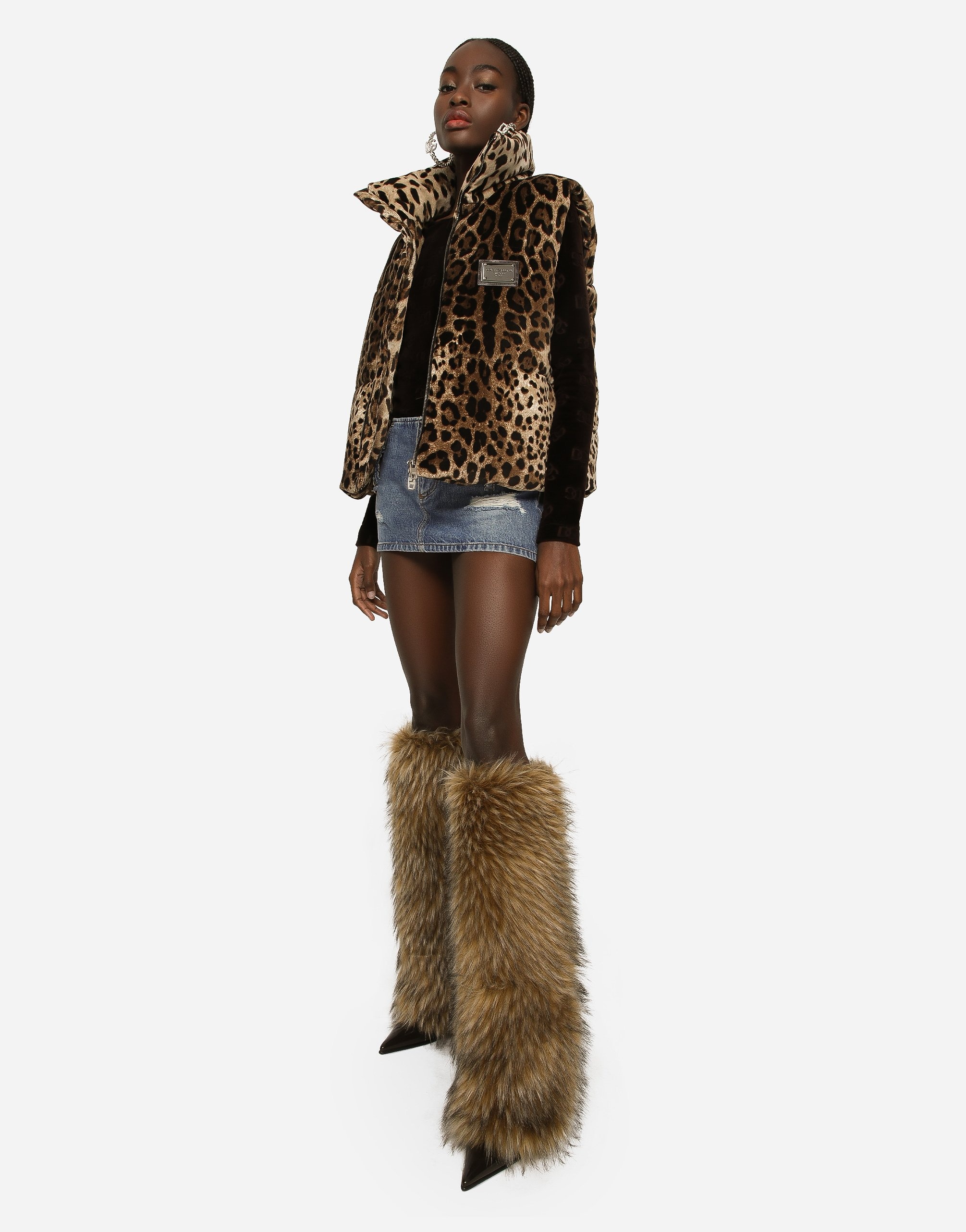 Sleeveless leopard-print jacket with logo tag - 2