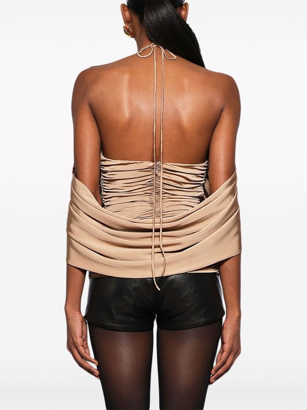 draped floral-appliquÃ© halterneck top - 9
