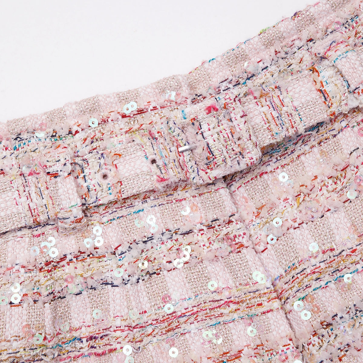Pink Sequin Boucle Shorts - 4