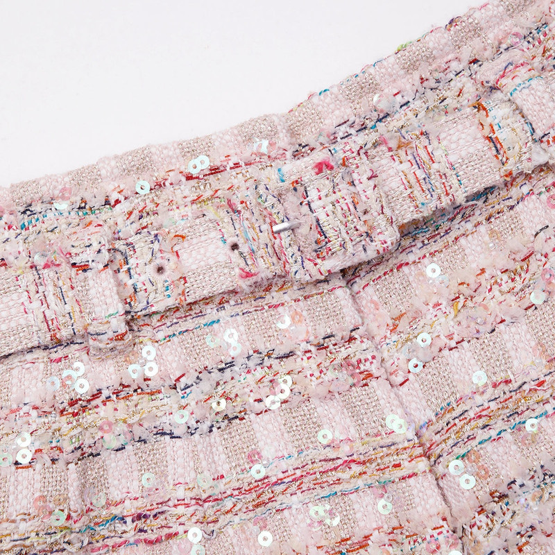 Pink Sequin Boucle Shorts 4