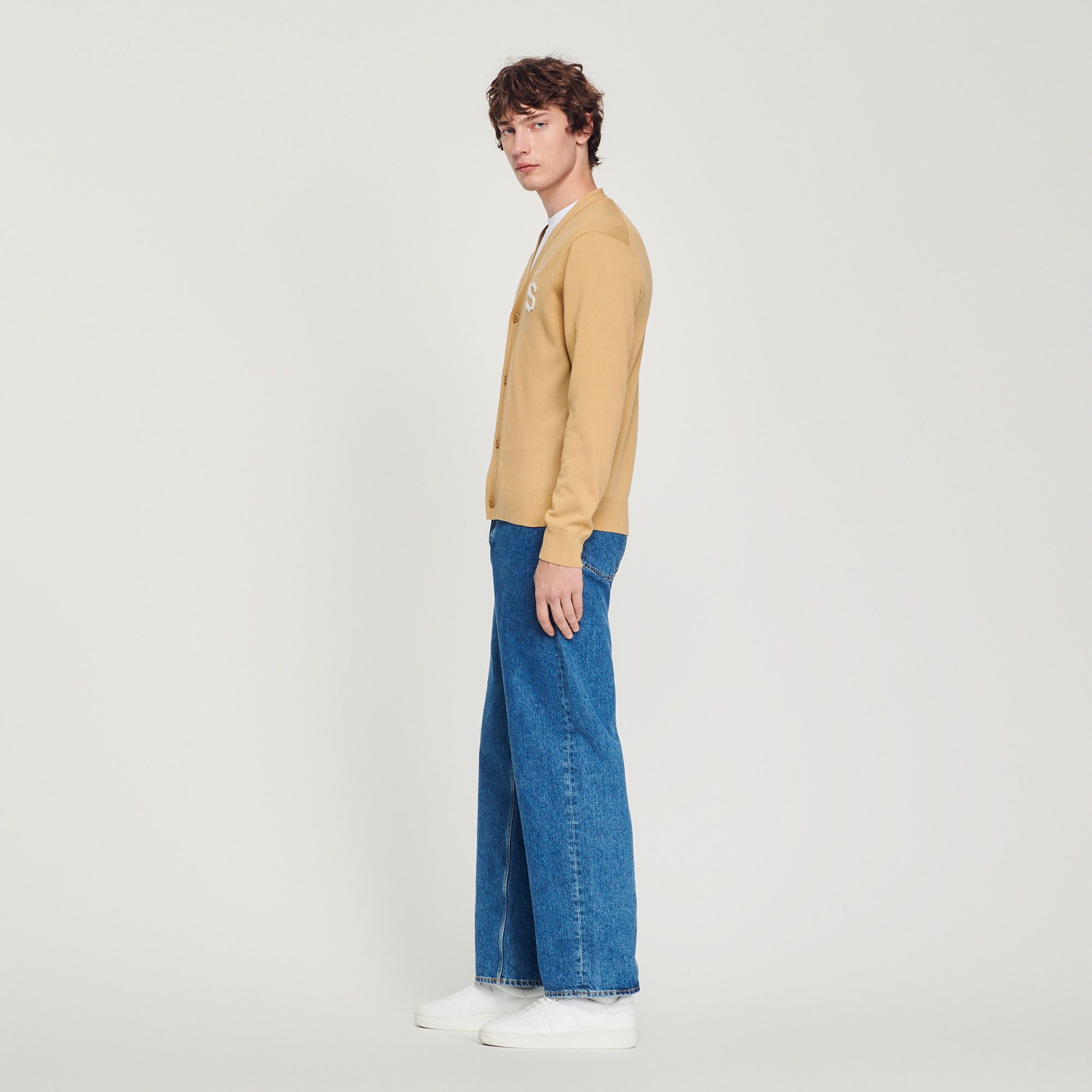 Wool cardigan with S patch - 7