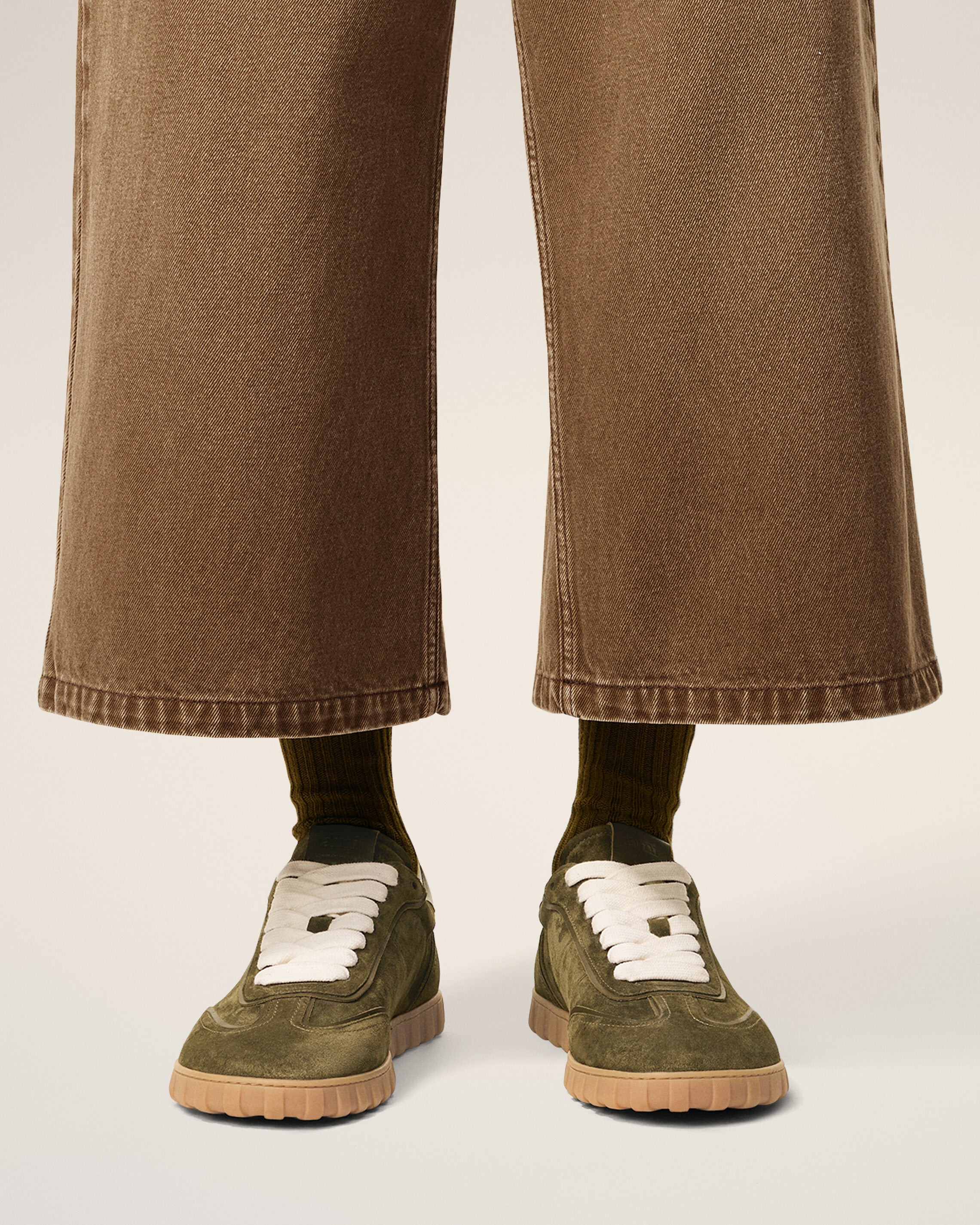 GREEN LEATHER LOW TOP STEP SNEAKERS - 2