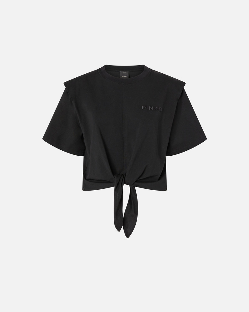 FRONT에 있는 KNOT를 가진 SHORT T-SHIRT - 1