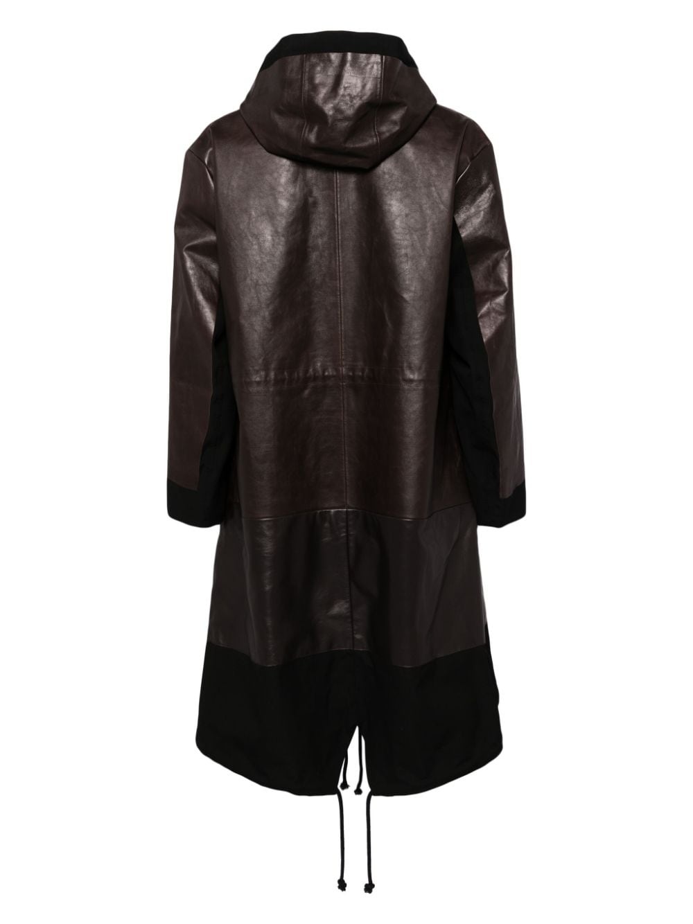 hooded leather rain coat - 2