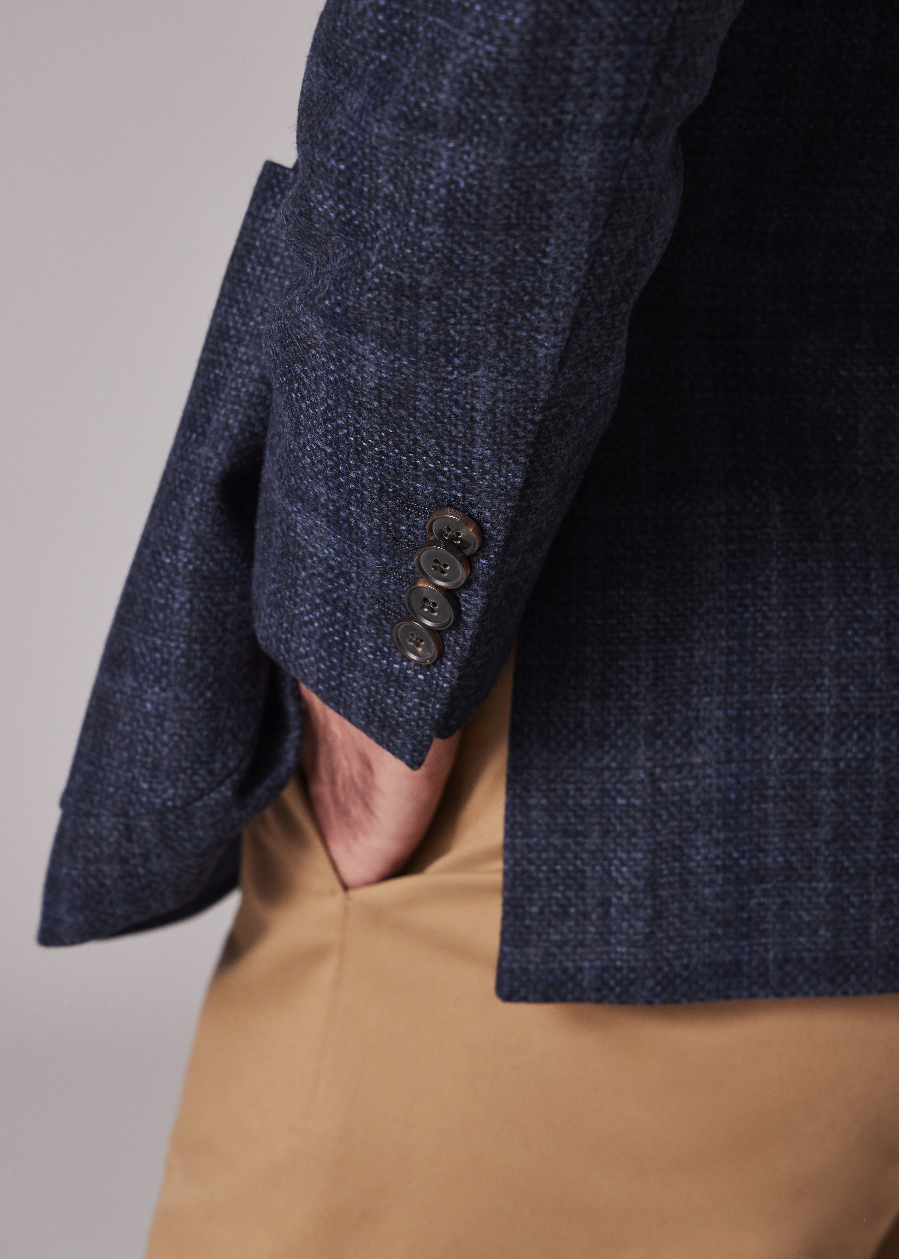 Navy Check Wool-Cashmere Buggy-Lined Blazer - 8
