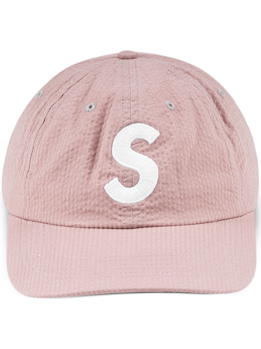 logo-embroidered seersucker baseball cap - 1