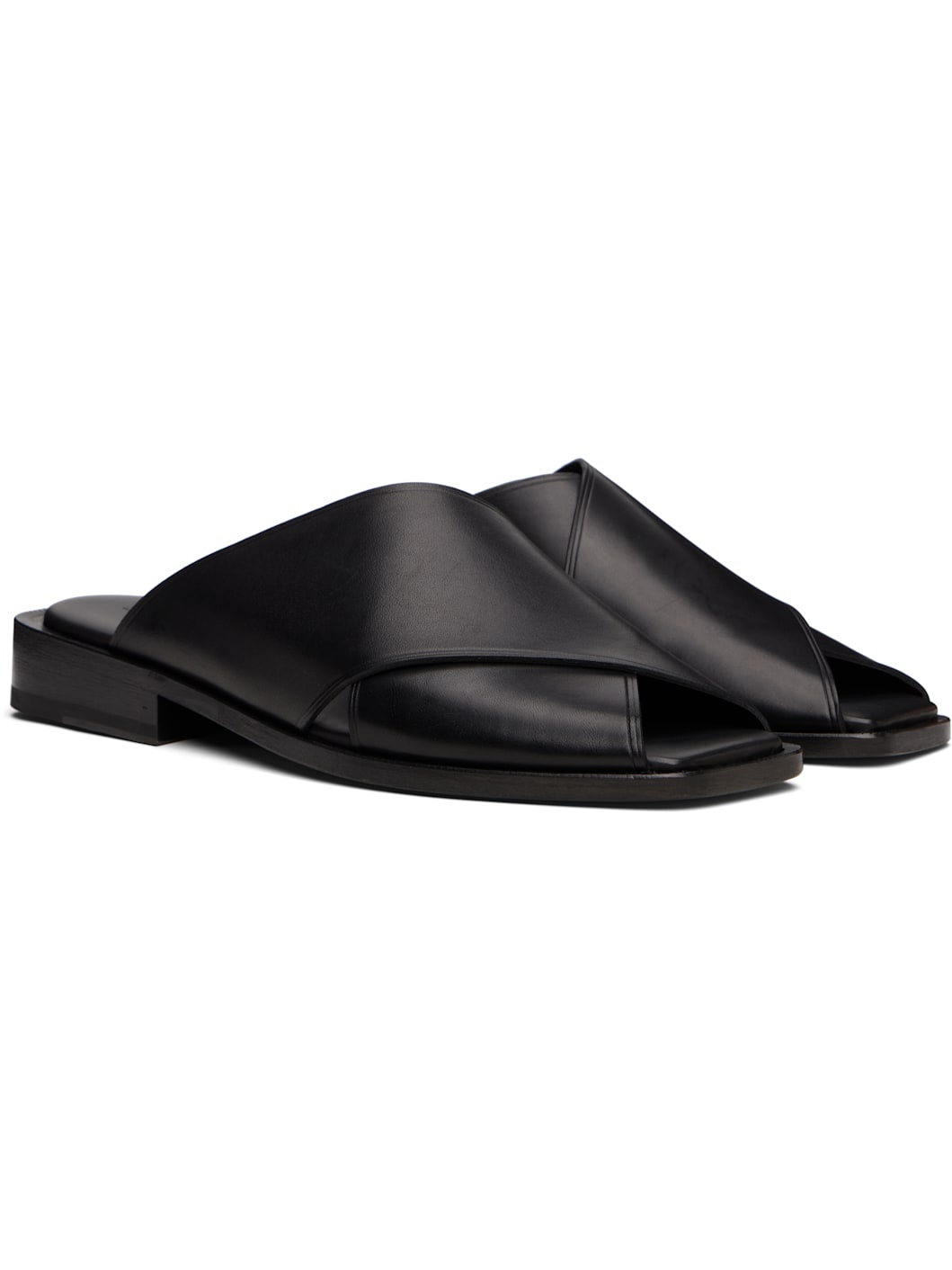 Black Cross Flat Sandals - 4