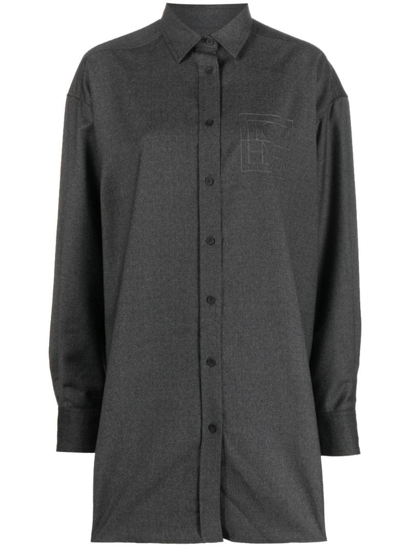monogram-embroidered oversized wool shirt - 1
