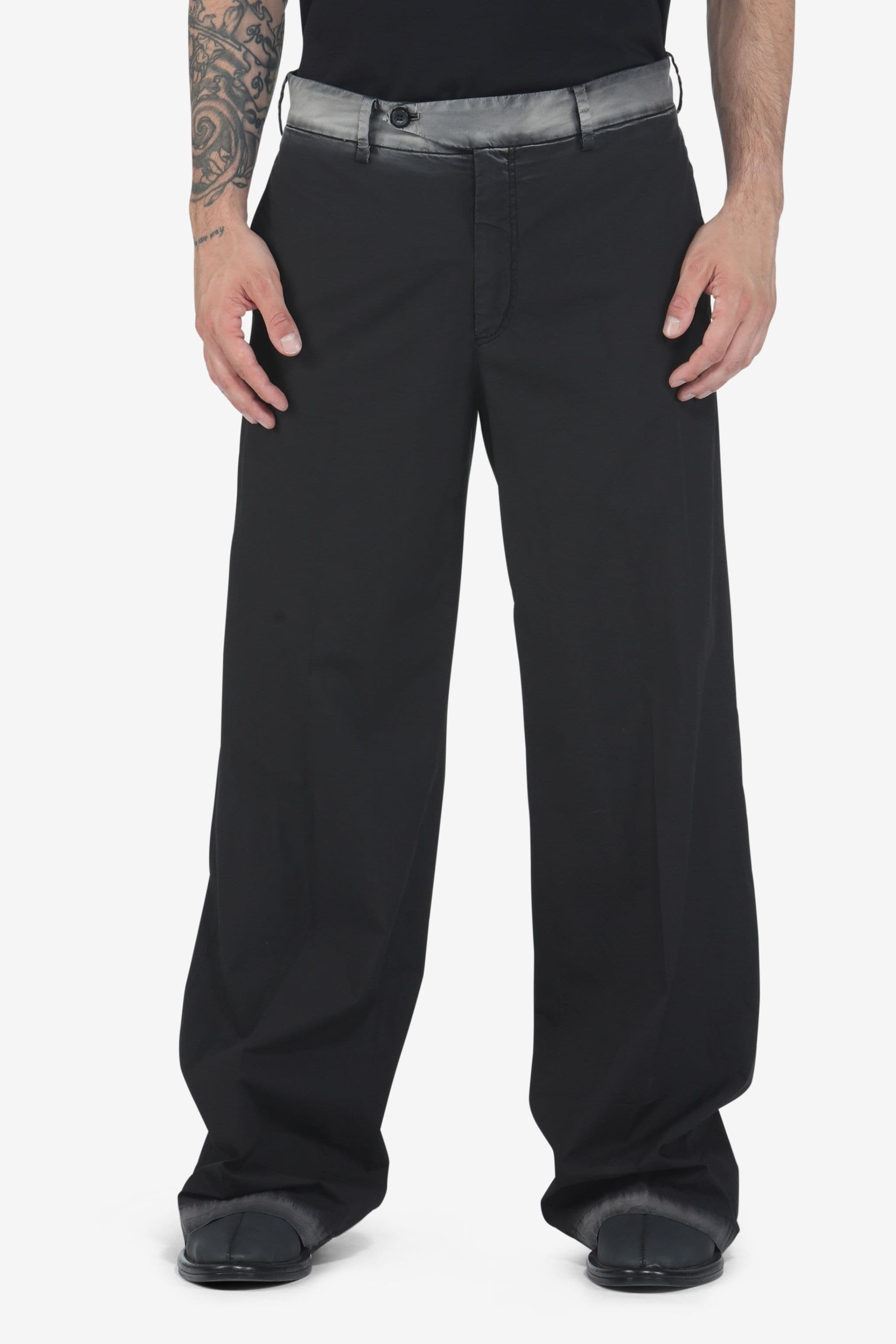 ACID-WASH WIDE-LEG TROUSERS - 1