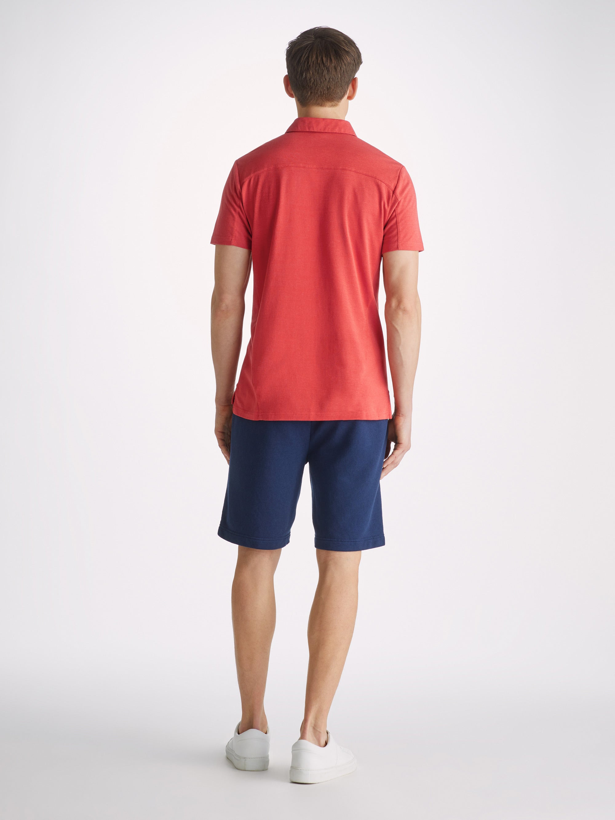 Men's Polo Shirt Ramsay Pique Cotton Tencel Red - 4