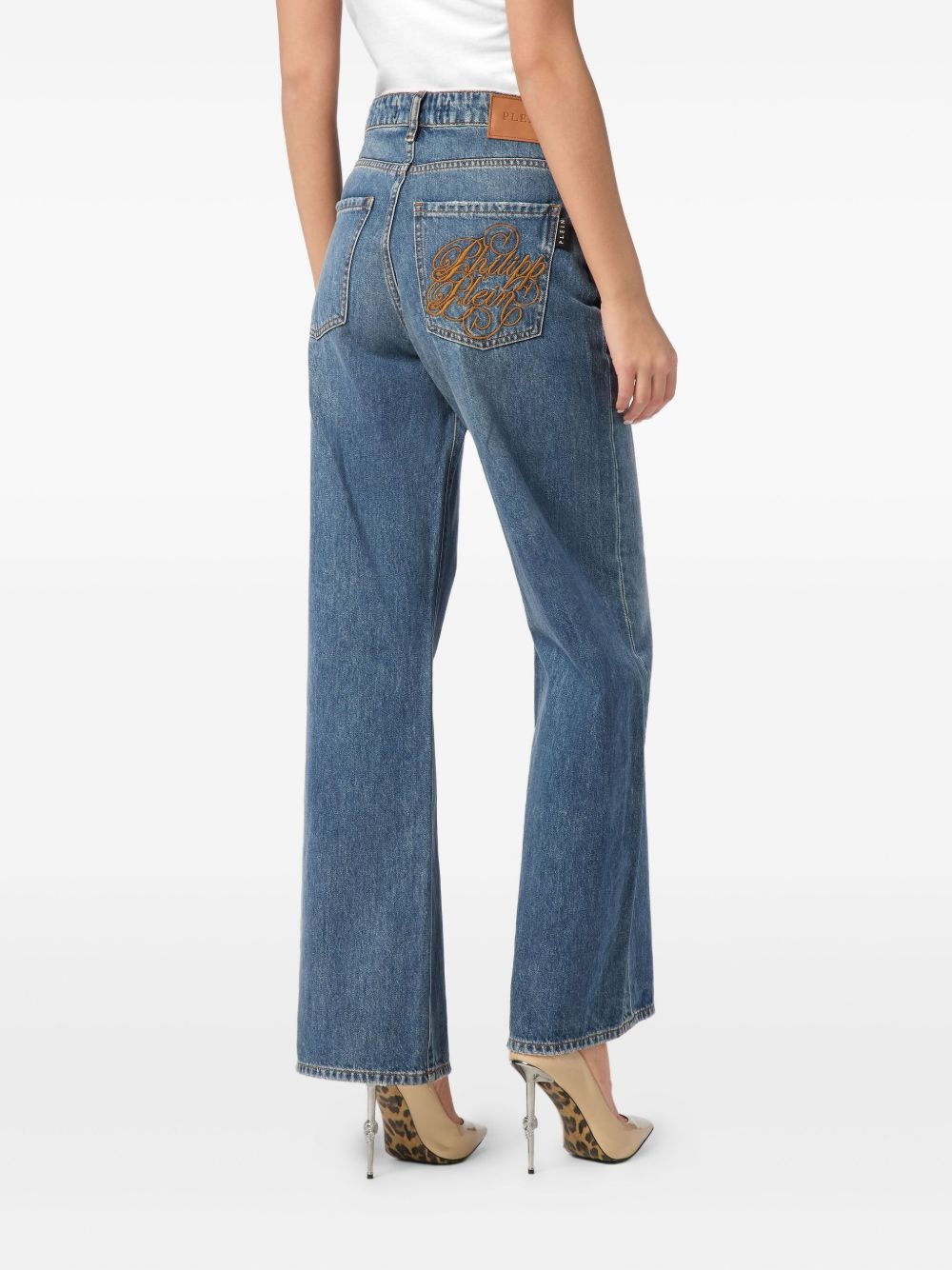 logo-embroidered jeans - 4