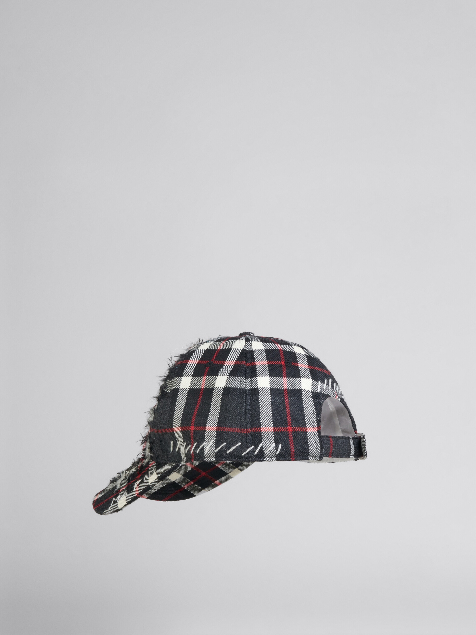 GREY WOOL TARTAN BASEBALL HAT - 3