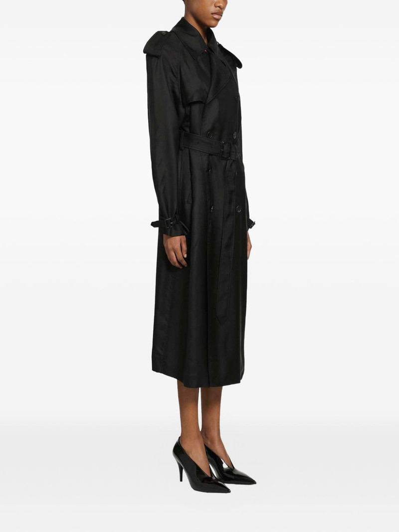 SAINT LAURENT double-breasted silk trench coat outlook
