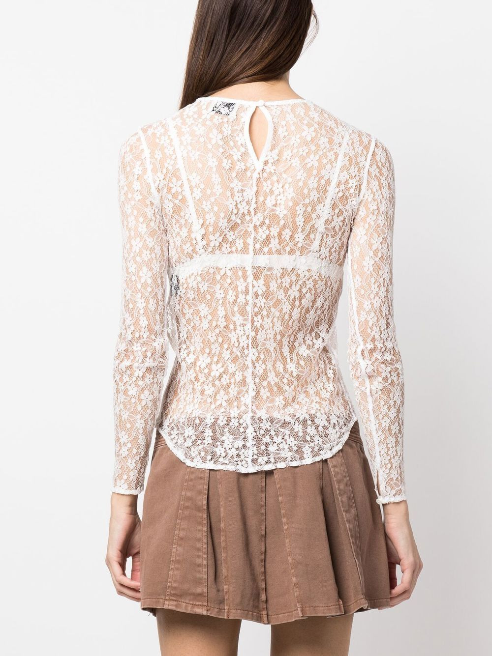 lace-detail long-sleeved top - 4
