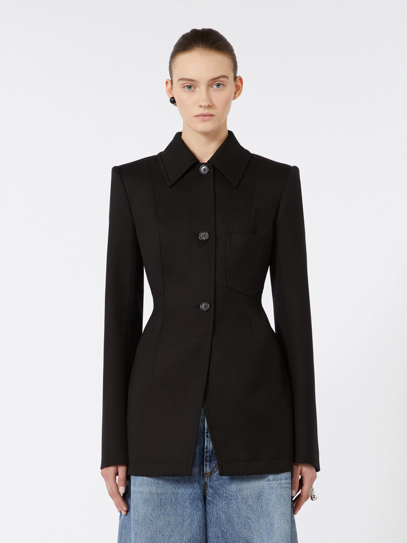 OTTELIA Fitted gabardine shirt jacket - BLACK 3