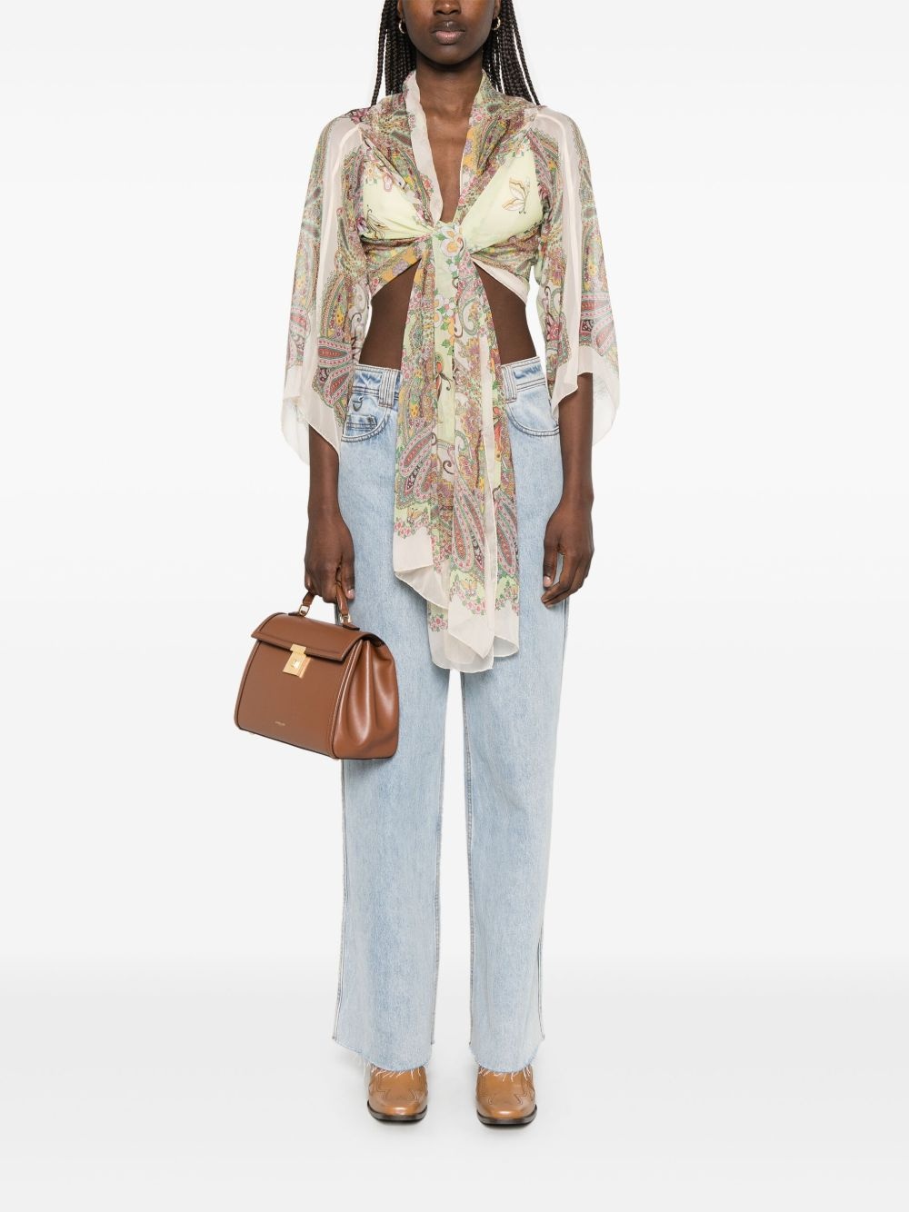 paisley-print silk cape - 2