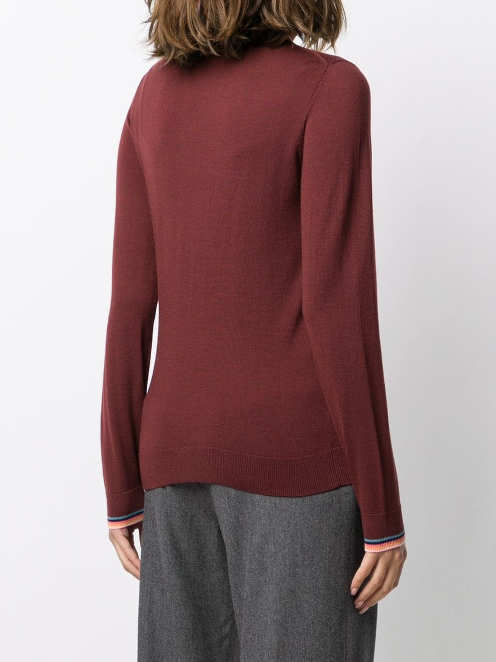 roll neck ribbed knit sweater - 4