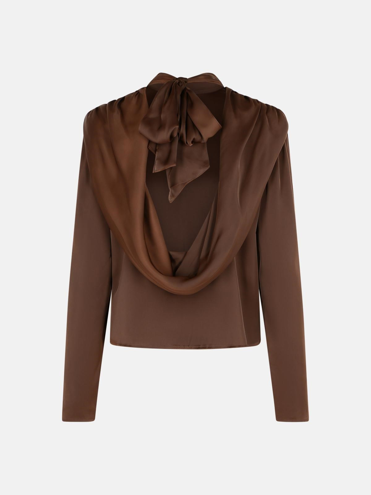 'BOWINA' BROWN POLYESTER BLOUSE - 3