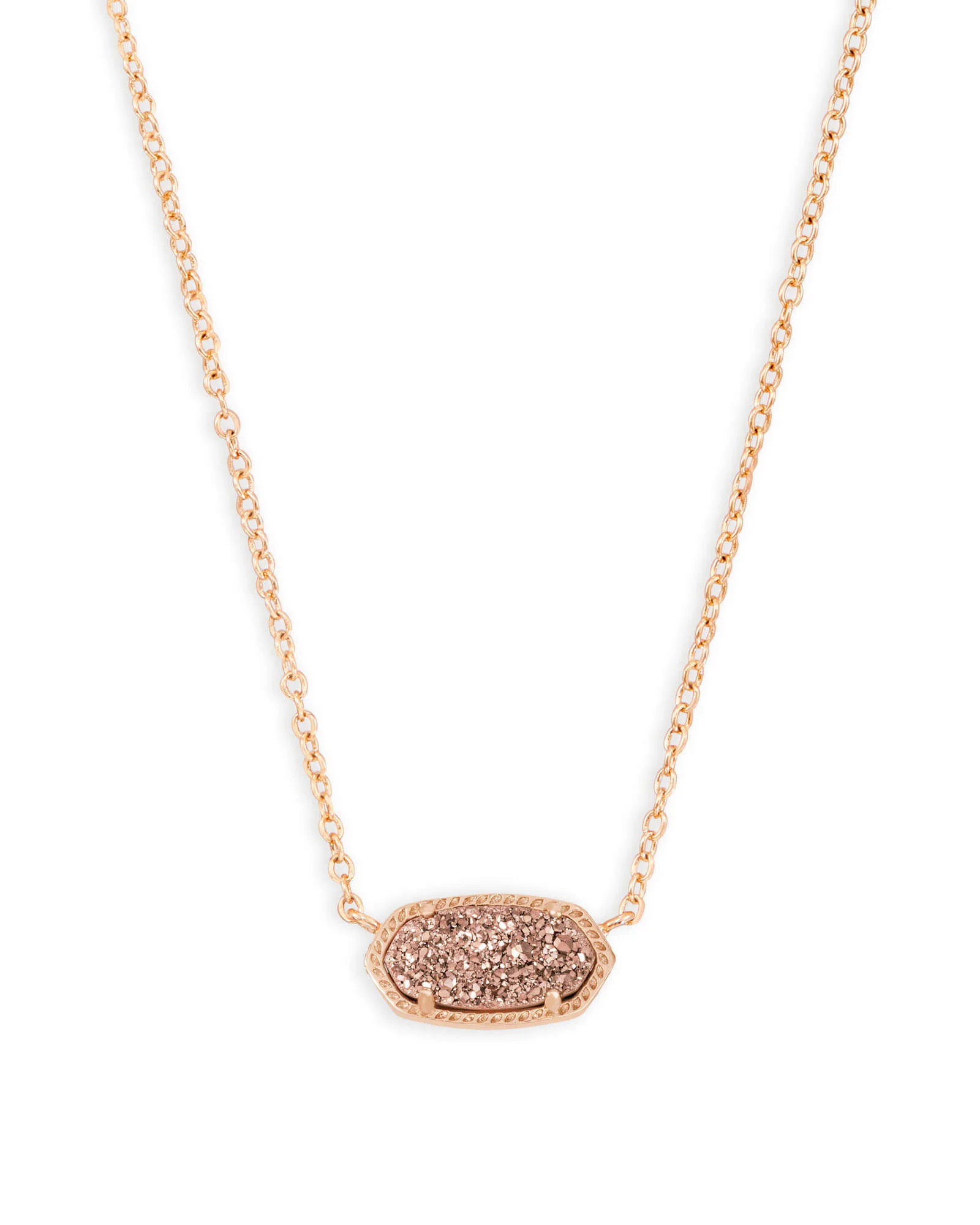 Elisa Rose Gold Pendant Necklace in Rose Gold Drusy - 1