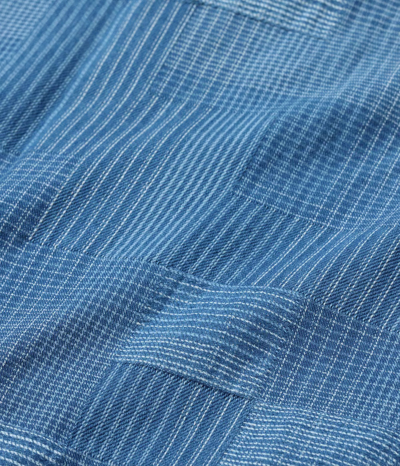 SUGAR CANE SC29588 Indigo Patchwork Work Shirt Blue outlook