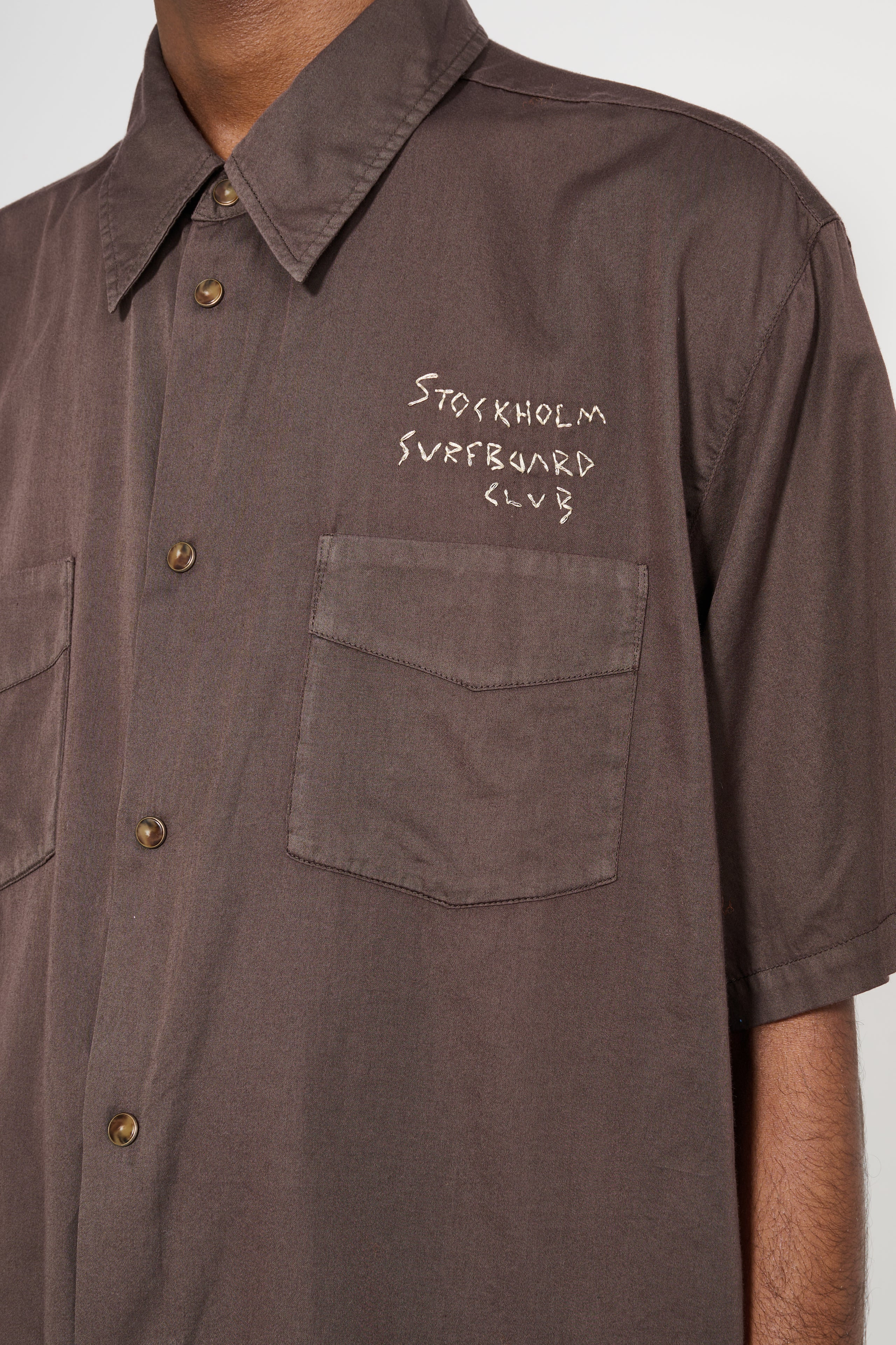 STOCKHOLM SURFBOARD CLUB SHORT SLEEVE SHIRT HICKORY - 5