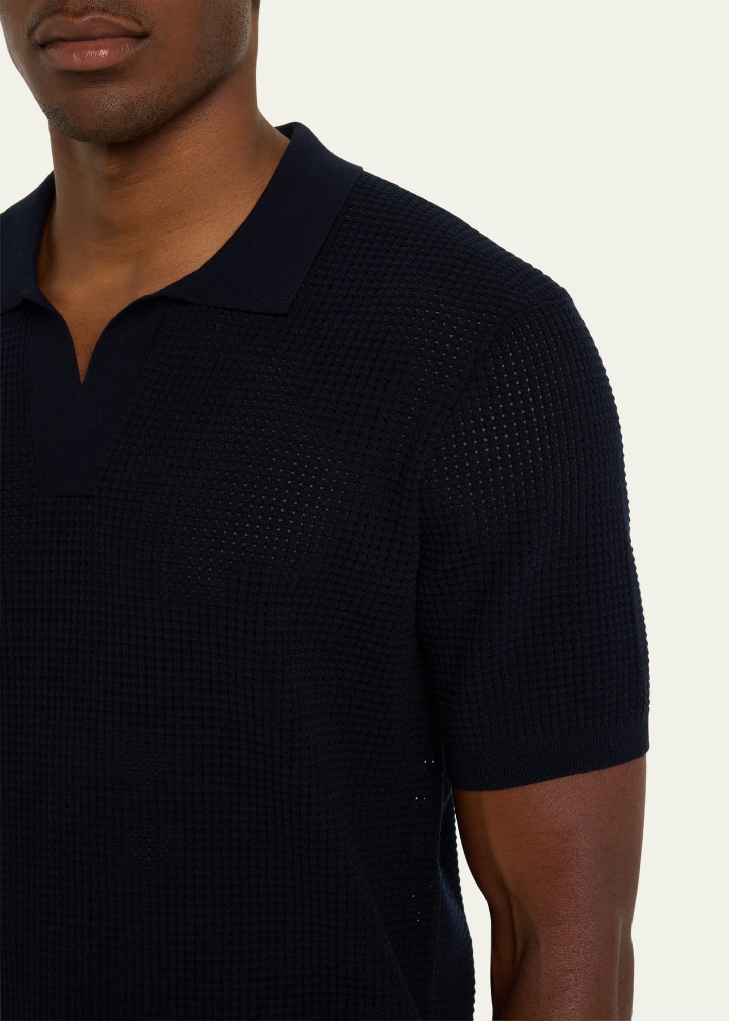 Men's Open-Mesh Stitch Polo Shirt - 5