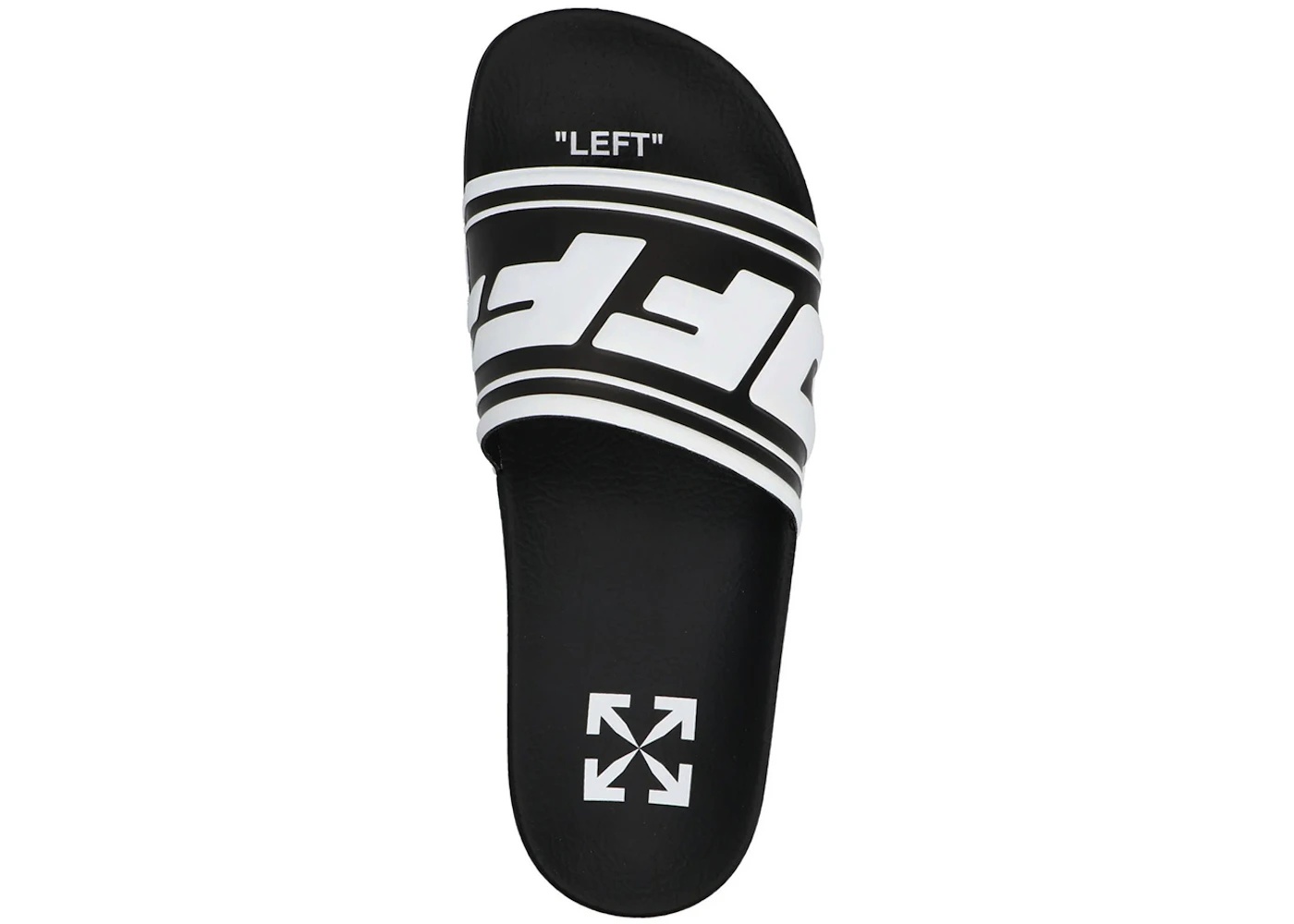OFF-WHITE Embossed Logo Pool Slides Black White (Women's) - 2