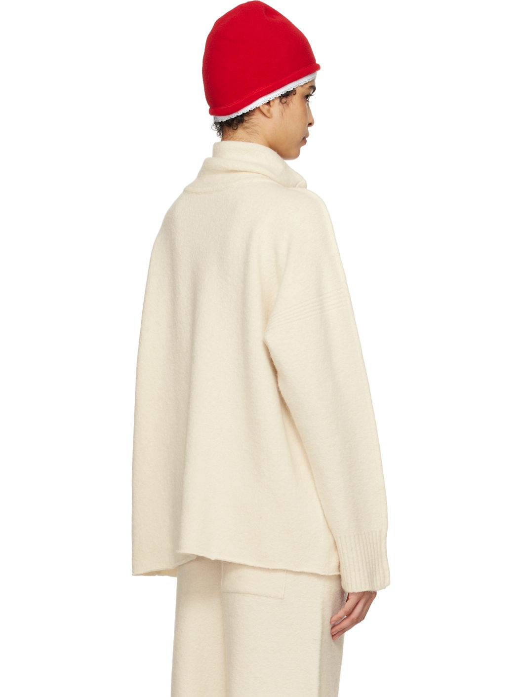 Off-White Cotton & Alpaca Knit Turtleneck - 3