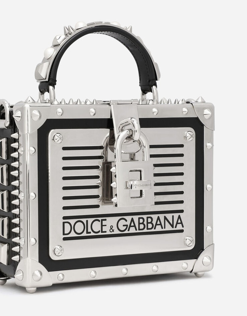 Polished calfskin Dolce Box bag with studs 6
