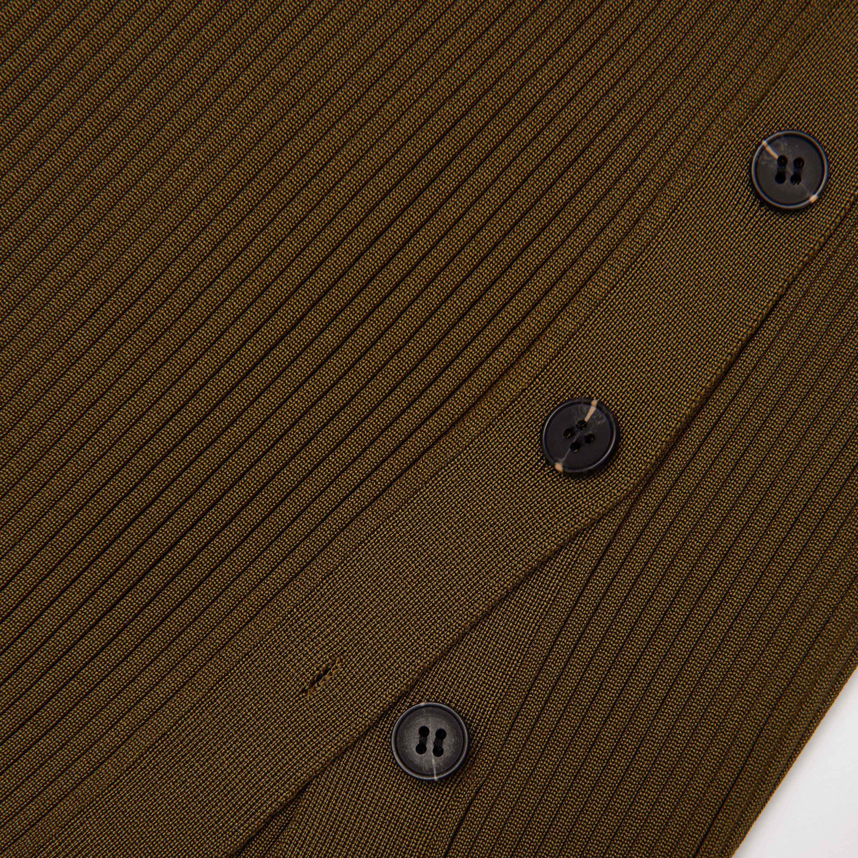 Khaki Cut Out Rib Knit Mini Dress - 5