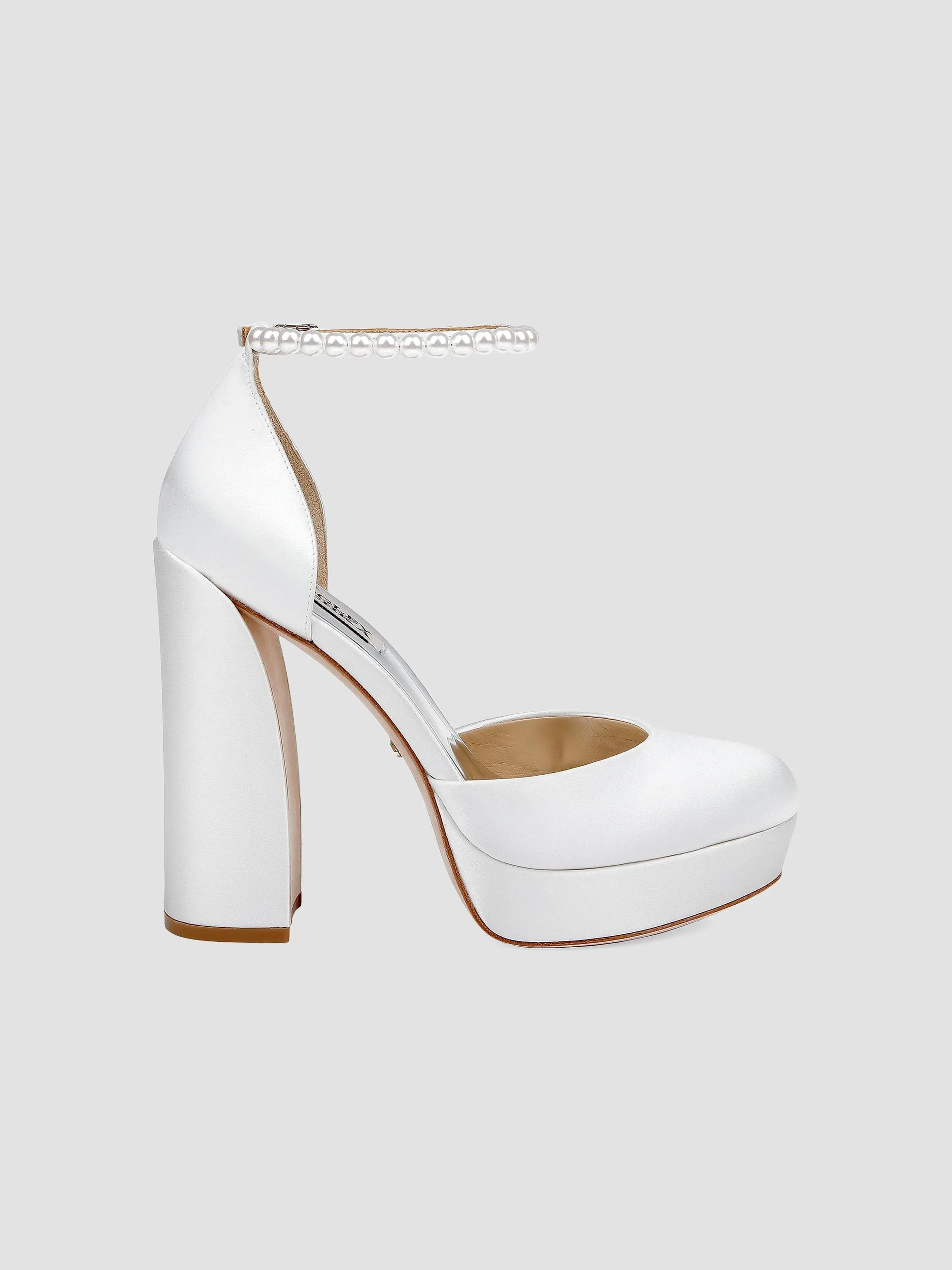 Women's Felixa 125MM Imitation Pearl-Embellished Satin Platform Pumps - White Satin - 1