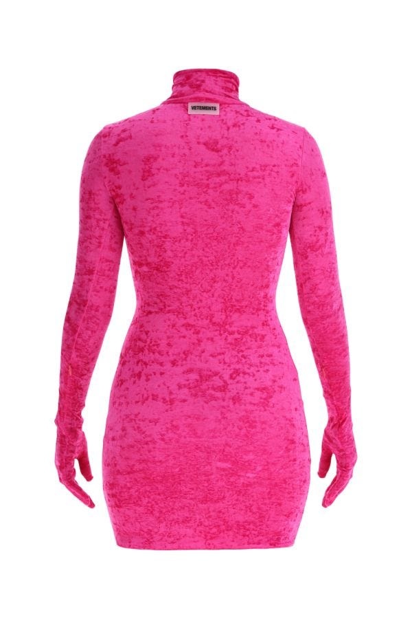 velvet glove-sleeve minidress - 3