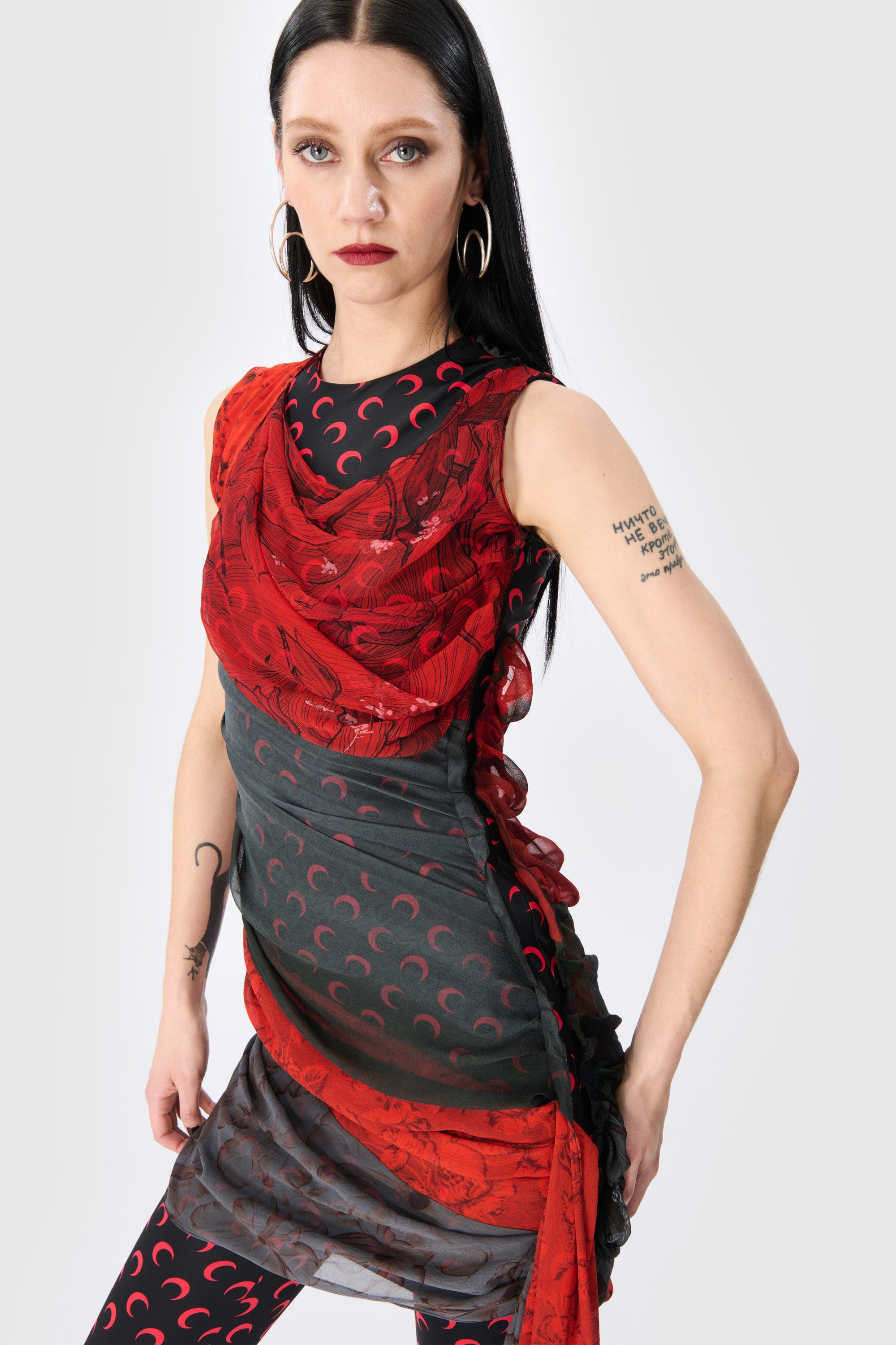 Upcycled Silk Scarves Draped Dress - 4