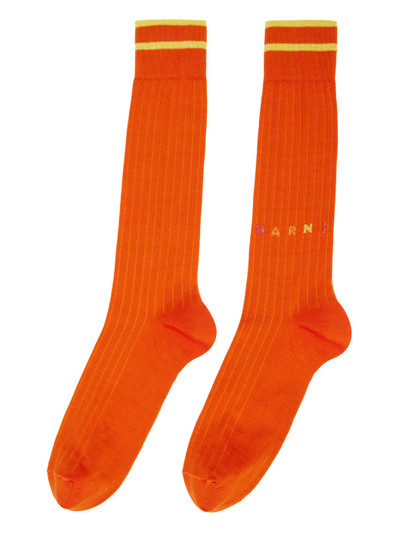 Marni Orange Striped Socks outlook