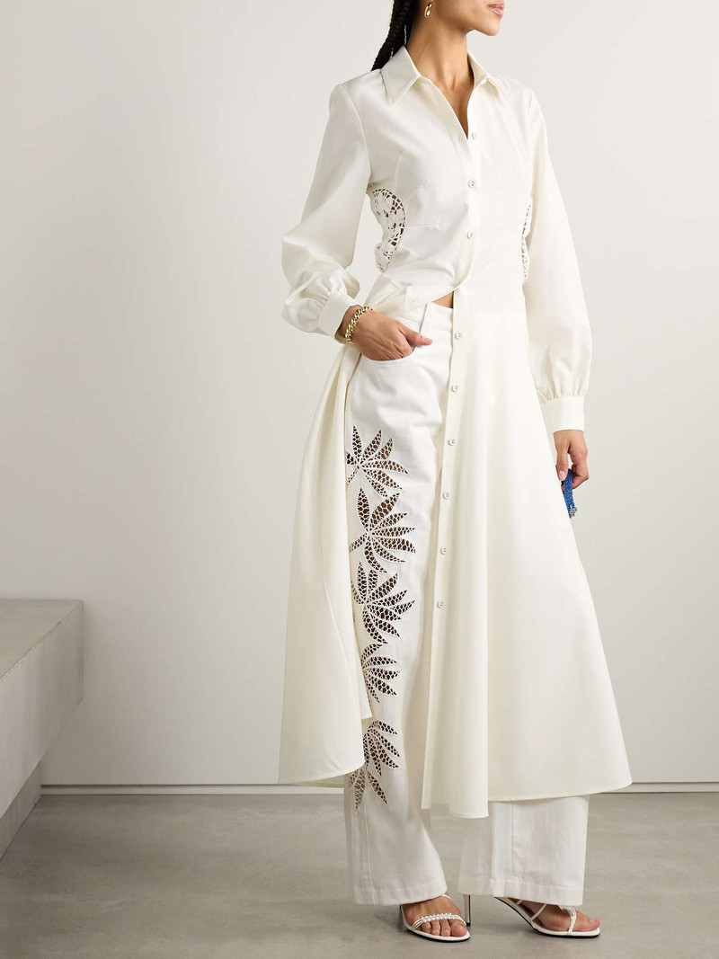 diotima Lewis crocheted cotton-trimmed wool maxi shirt dress Ivory outlook