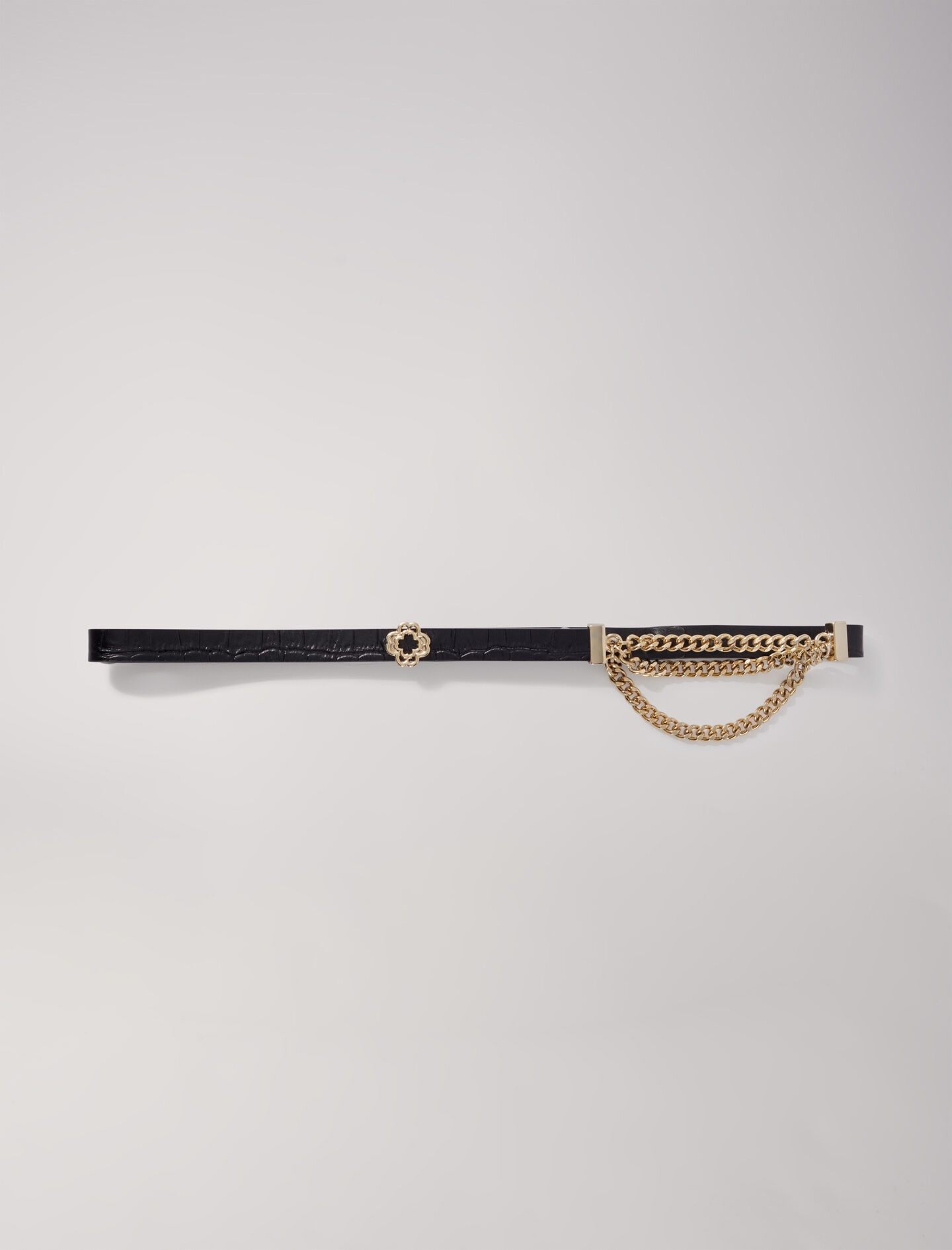 Clover leather and chain belt - 1