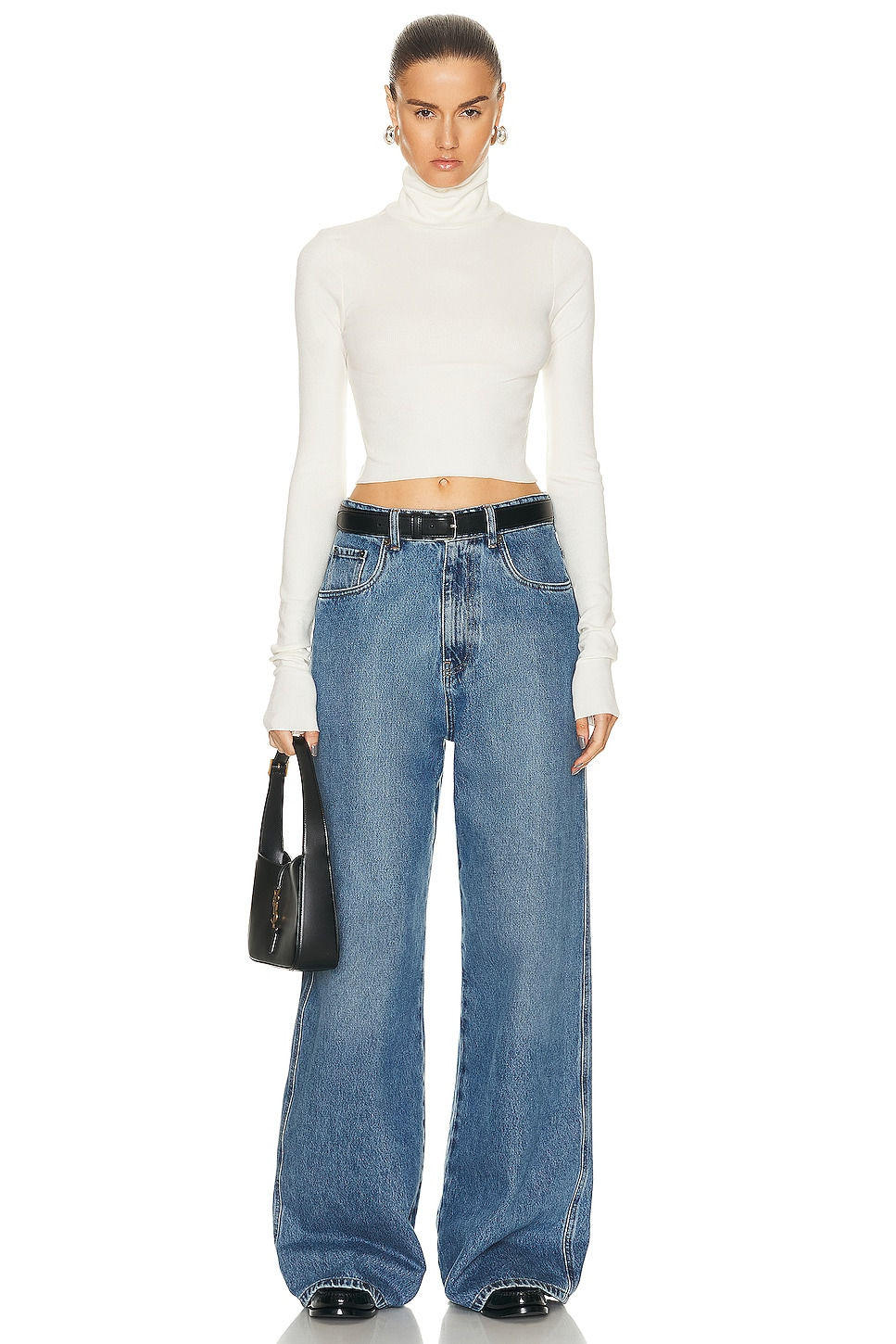 Cropped Fitted Turtleneck Top - 4