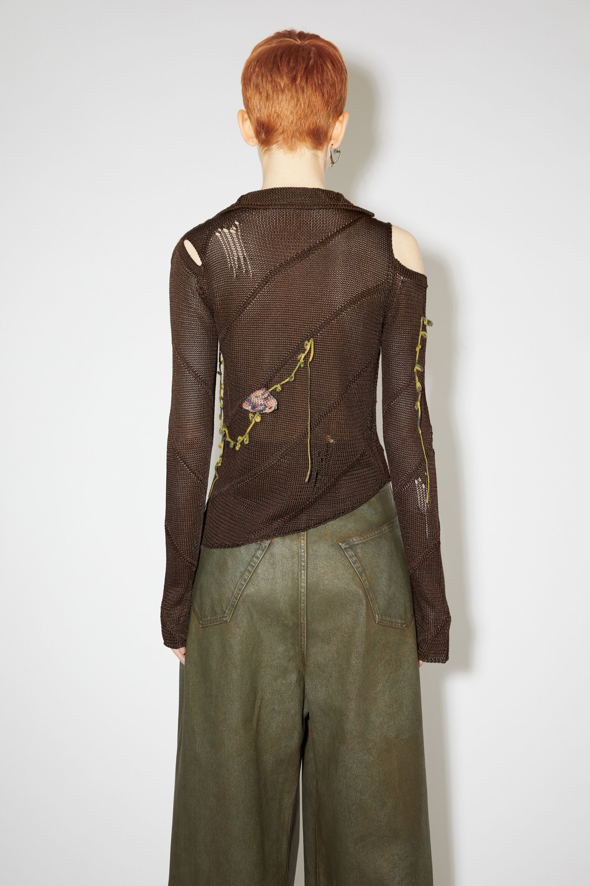 Crochet flower cardigan - Chocolate brown - 3