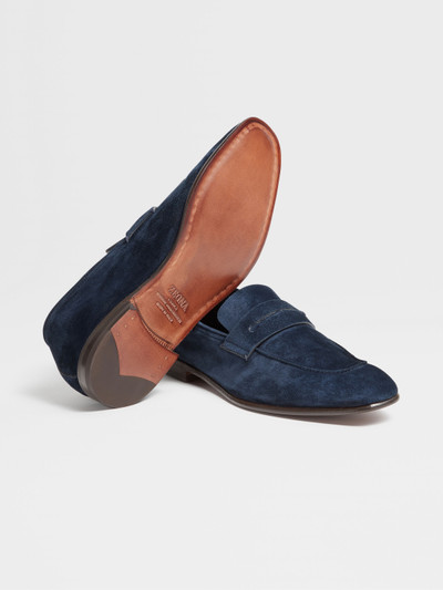 ZEGNA NAVY BLUE SUEDE L'ASOLA LOAFERS outlook