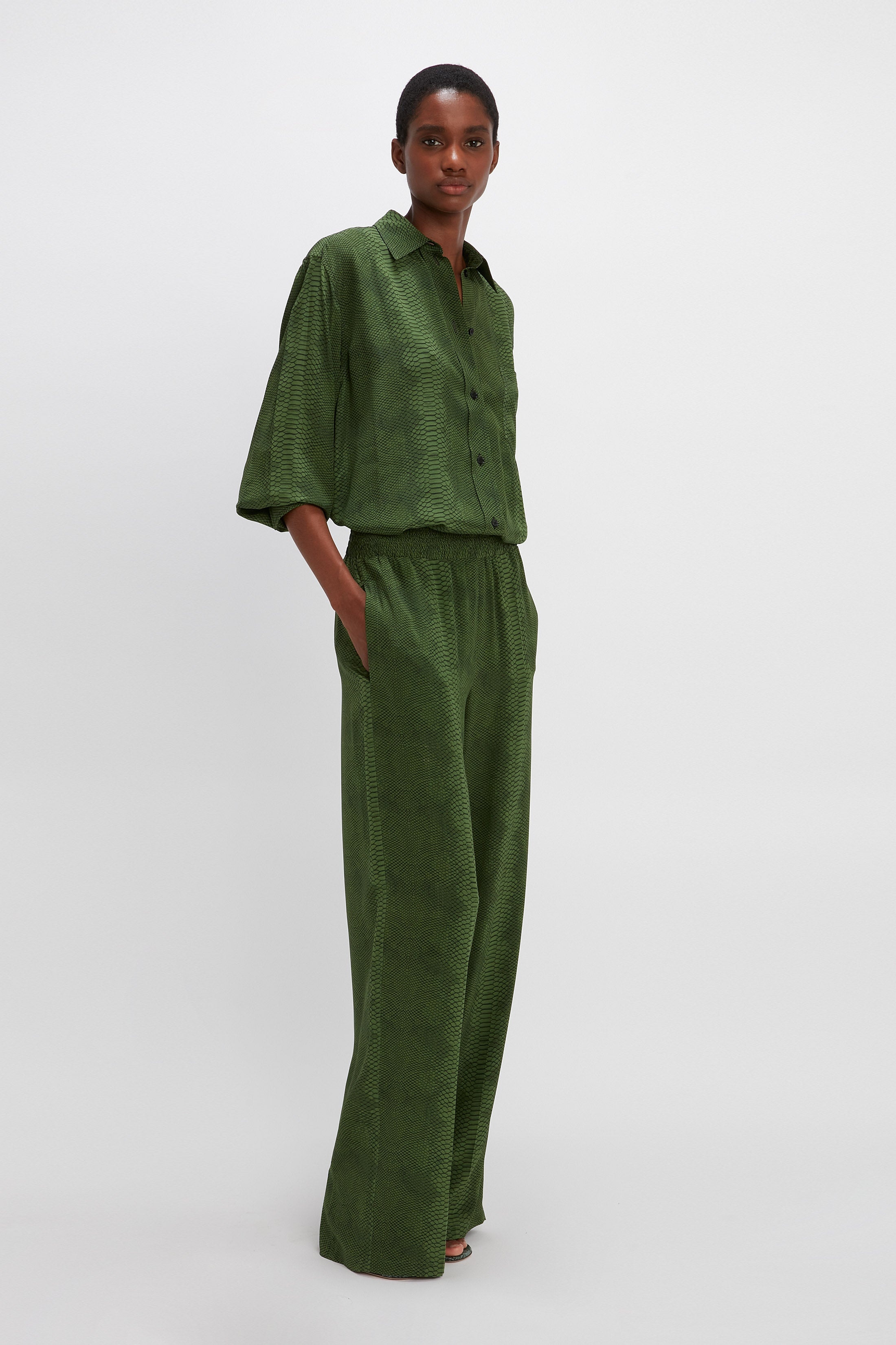 Pyjama Trouser in Green Snake - 3