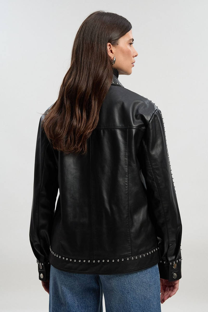 Studded Leather Tailored Jacket 5