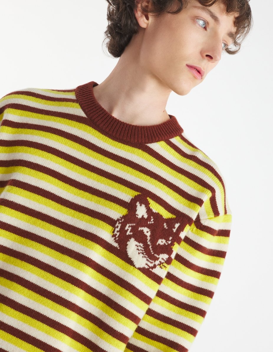 FOX HEAD INTARSIA STRIPED COMFORT JUMPER - 4