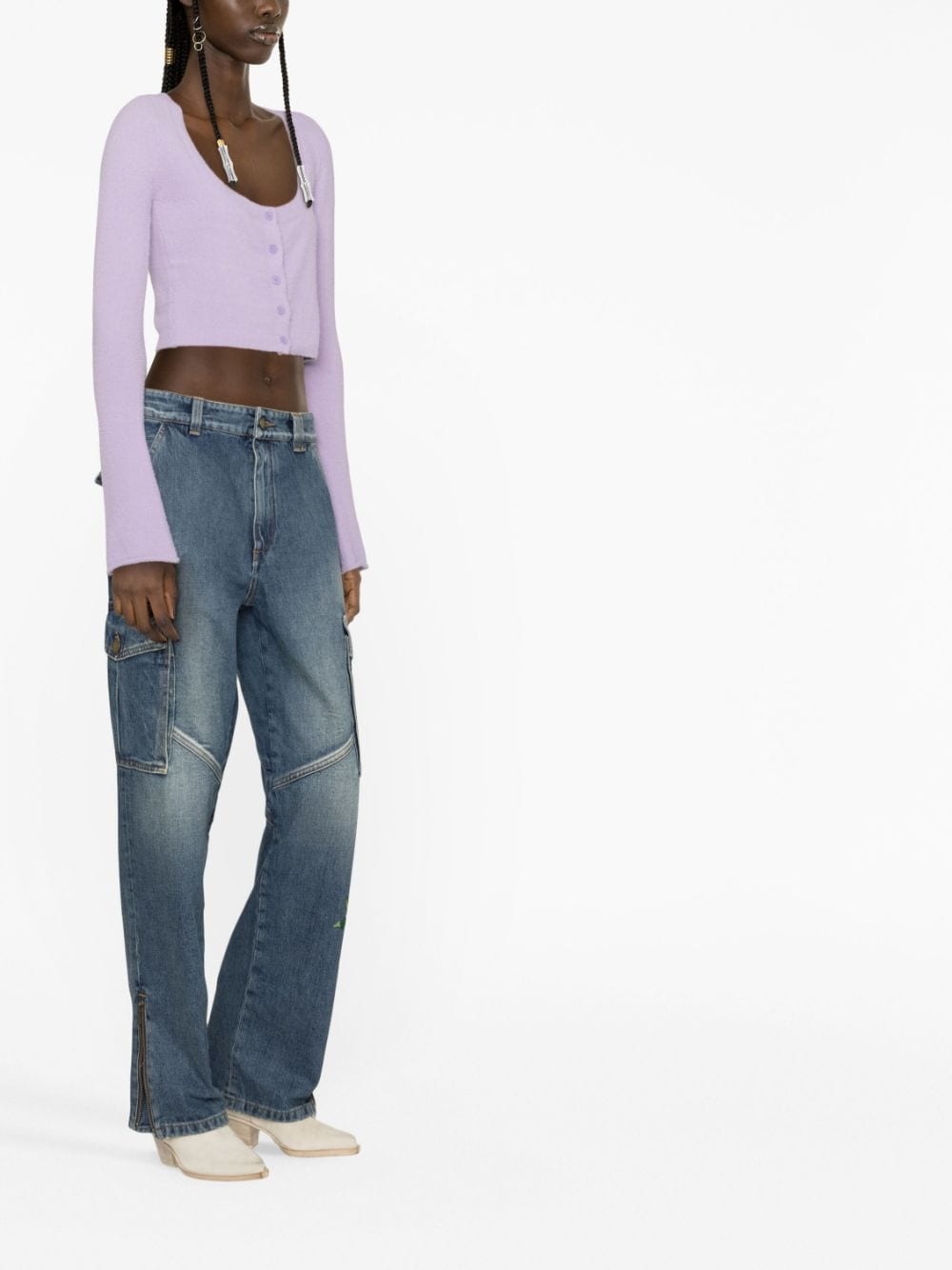 rhinestone-embellished jeans - 3