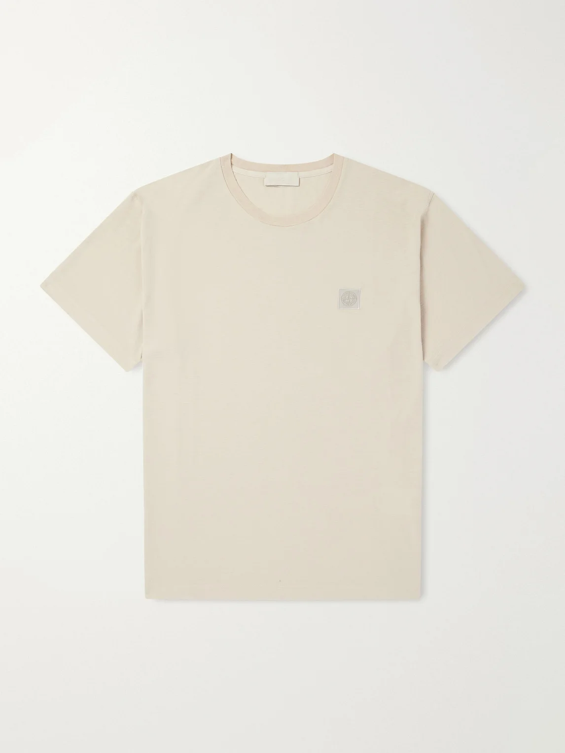 STONE ISLAND GHOST Logo-Appliquéd Garment-Dyed Cotton-Jersey T-Shirt - 1