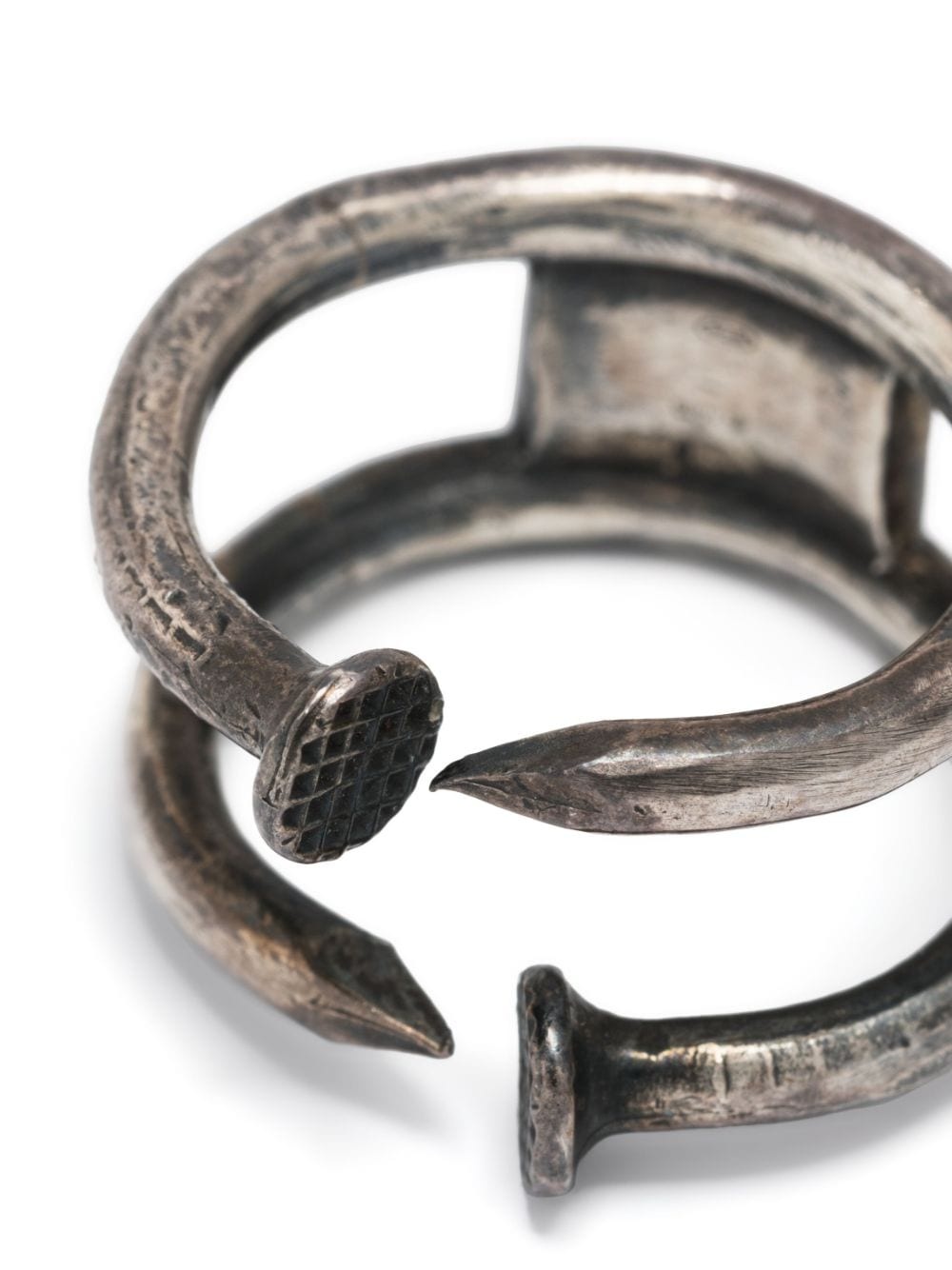 hammered-nails sterling silver ring - 3