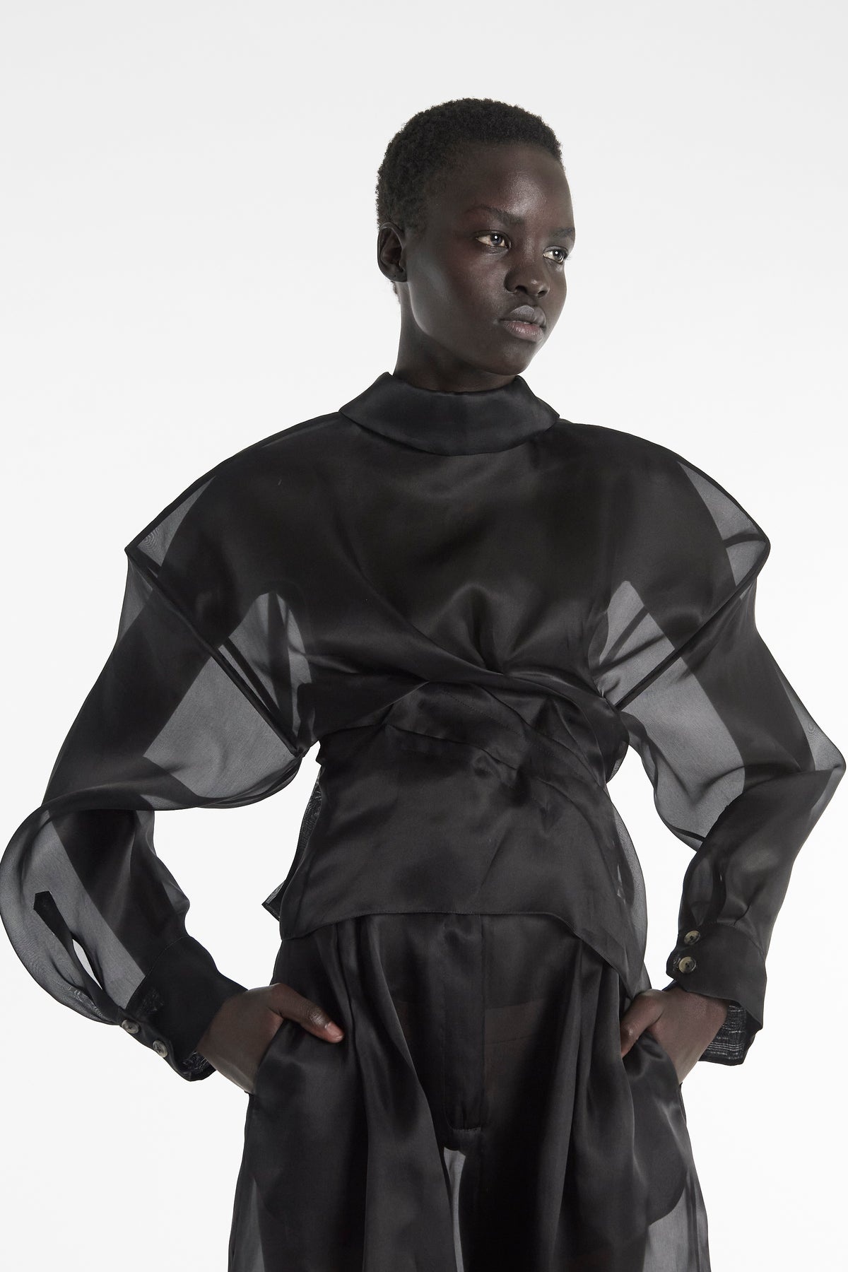 ORGANZA TWISTED SHIRT BLACK - 6