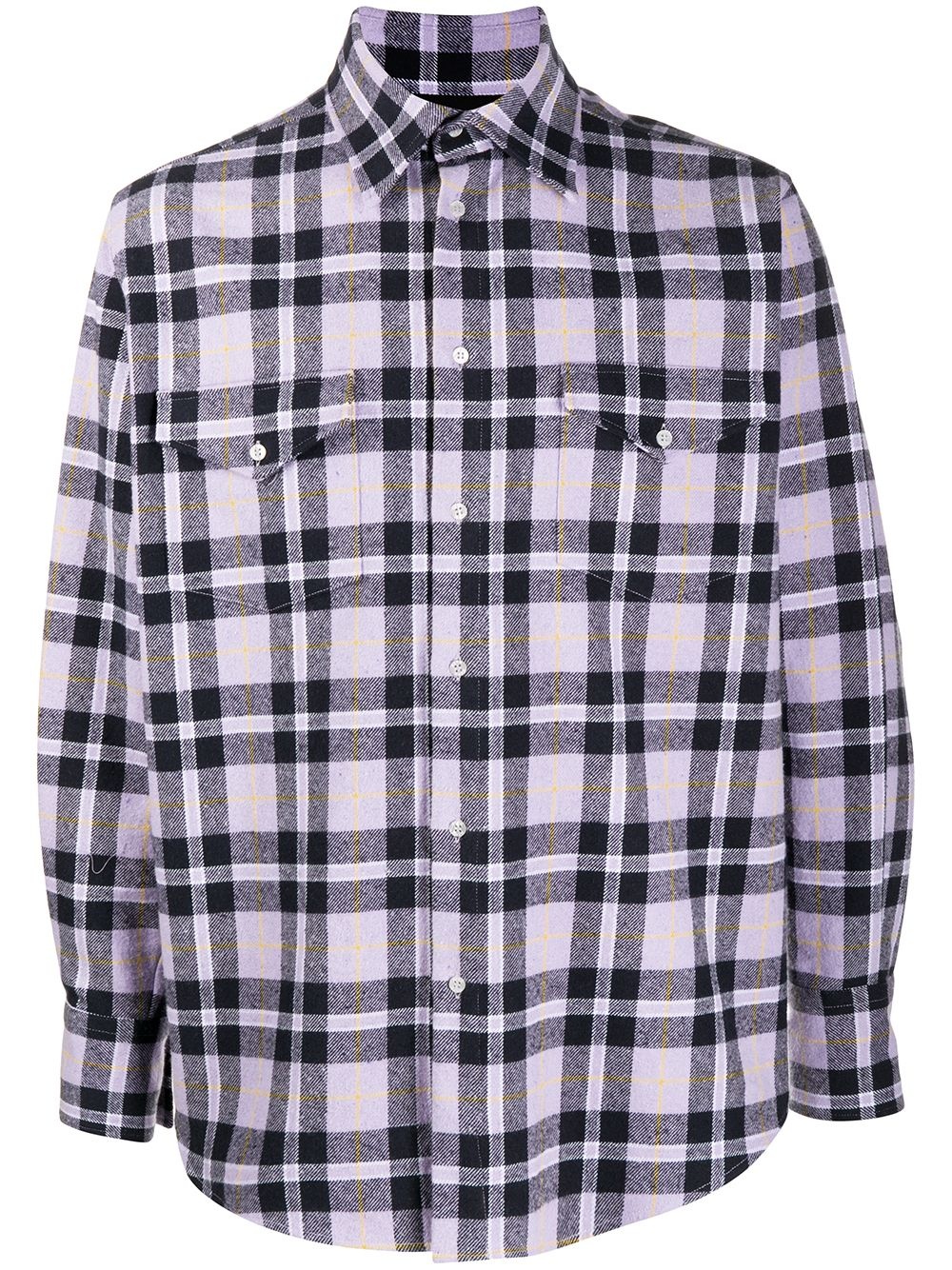 logo patch checked shirt - 1